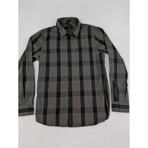 Fox Racing Shirt Mens M Green/Black Plaid Long Sleeve Button Down *Hole